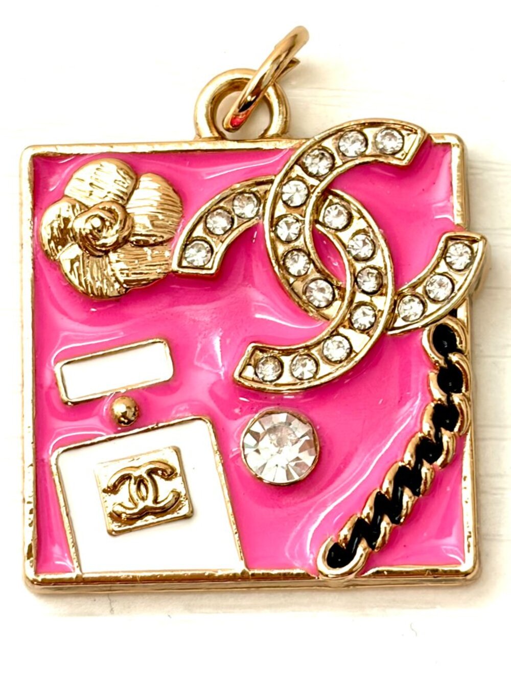 Hot Pink Chanel CC Motif Charm Pendant